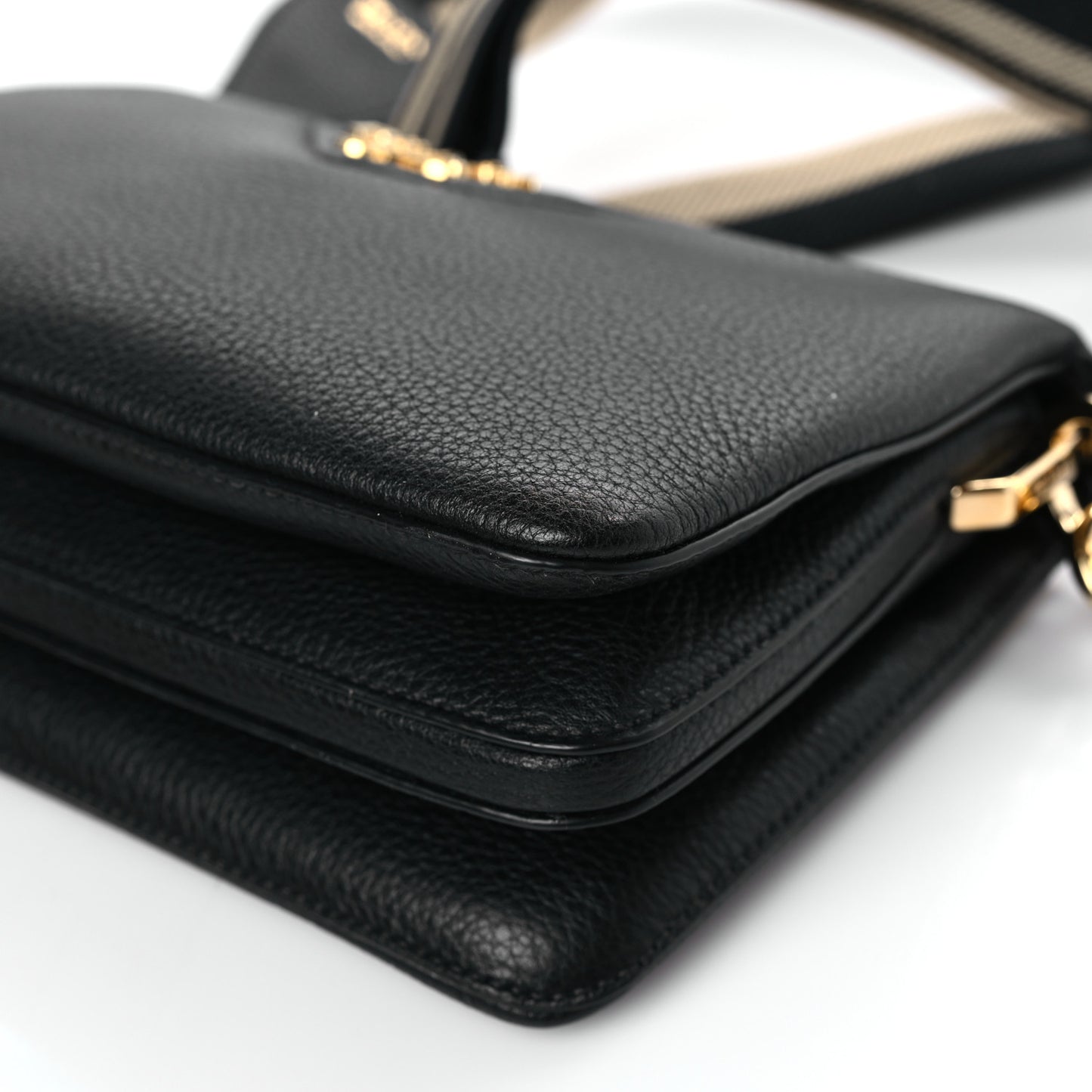 Vitello Daino Soft Mini Zippered Shoulder Bag Black