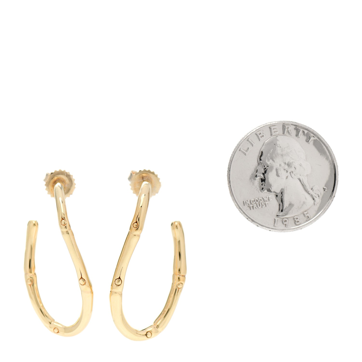 John Hardy 18K Yellow Gold Bamboo Twist Hoop Earrings 2 of 6
