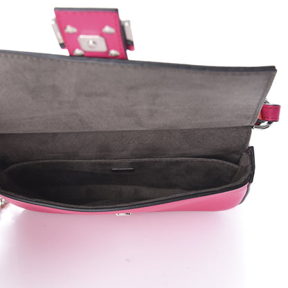 Fendi Vitello Dolce Nappa Flowerland Tri-Color Micro Double Baguette Fuxia White Ice Papavero 5 of 9