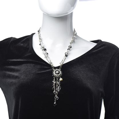 Chanel Pearl Crystal Bead Necklace Silver 2 of 5