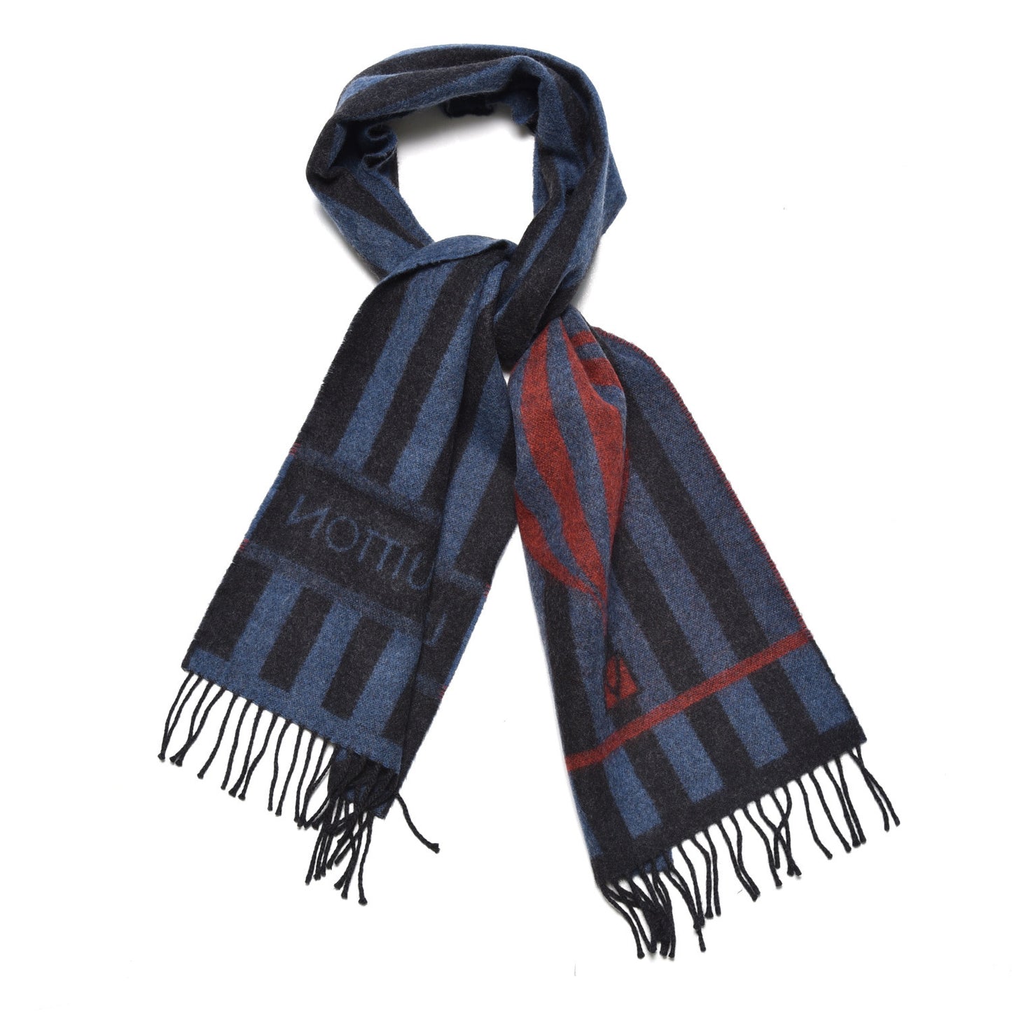 Wool Angora Stripe Muffler Hot Air Balloon Scarf Black Blue Red