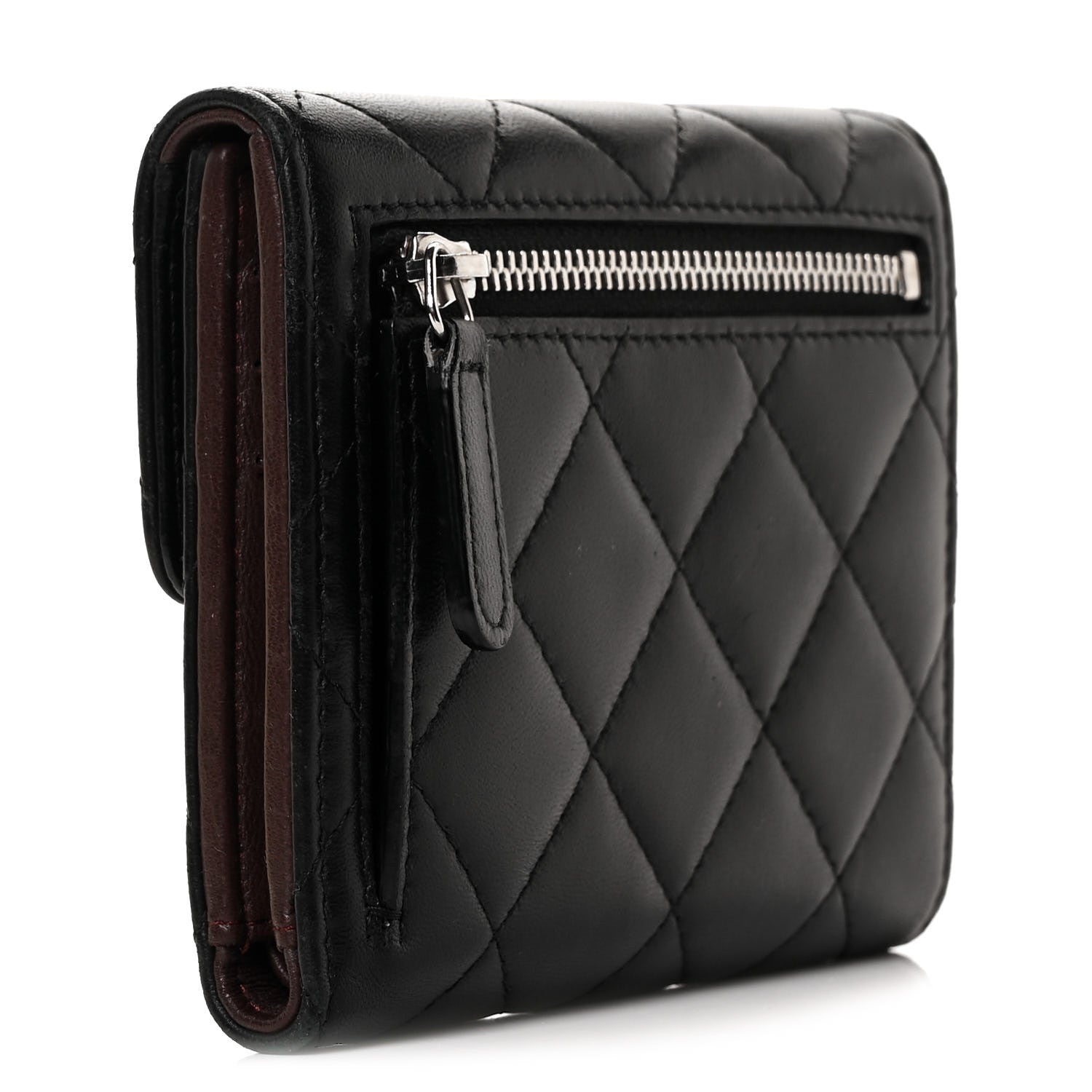 Chanel Lambskin Quilted Small Compact Wallet Black 3 of 12