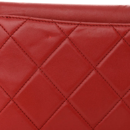 Chanel Lambskin Quilted Retro Label Clutch Red 13 of 14