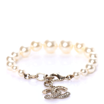 Chanel Graduated Pearl Crystal CC Bracelet Gold 1 of 5