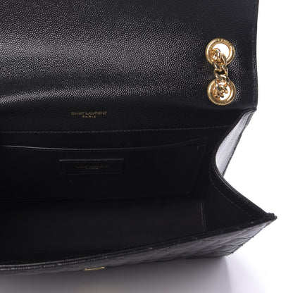 Saint Laurent Grain De Poudre Textured Mixed Matelasse Triquilt Medium Monogram Satchel Black 5 of 8
