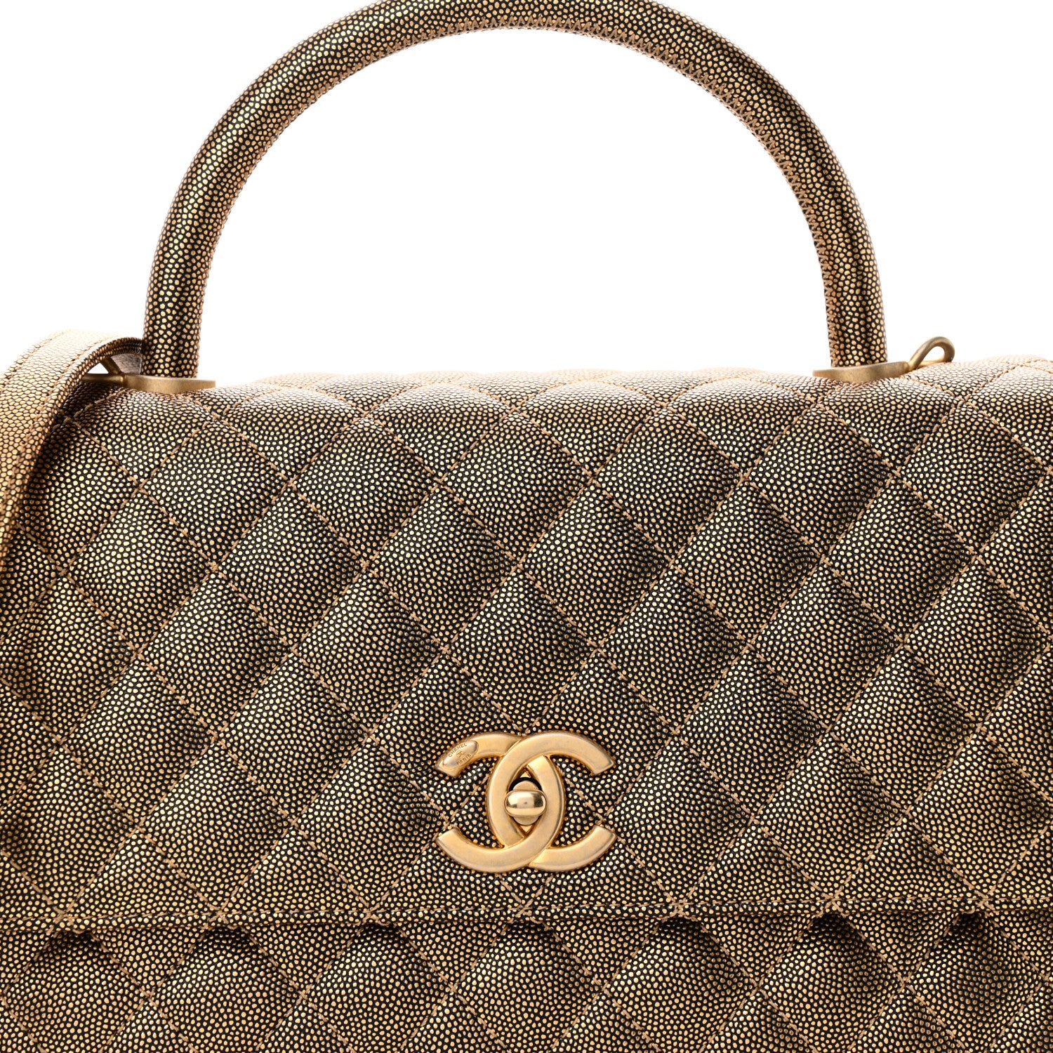 Chanel Metallic Caviar Quilted Small Coco Handle Flap Gold 8 of 11