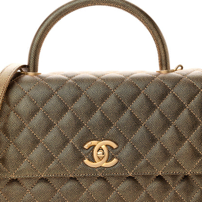 Chanel Metallic Caviar Quilted Small Coco Handle Flap Gold 8 of 11