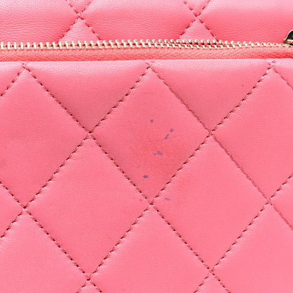 Chanel Lambskin Quilted CC Pocket Clutch With Chain Pink 13 of 19