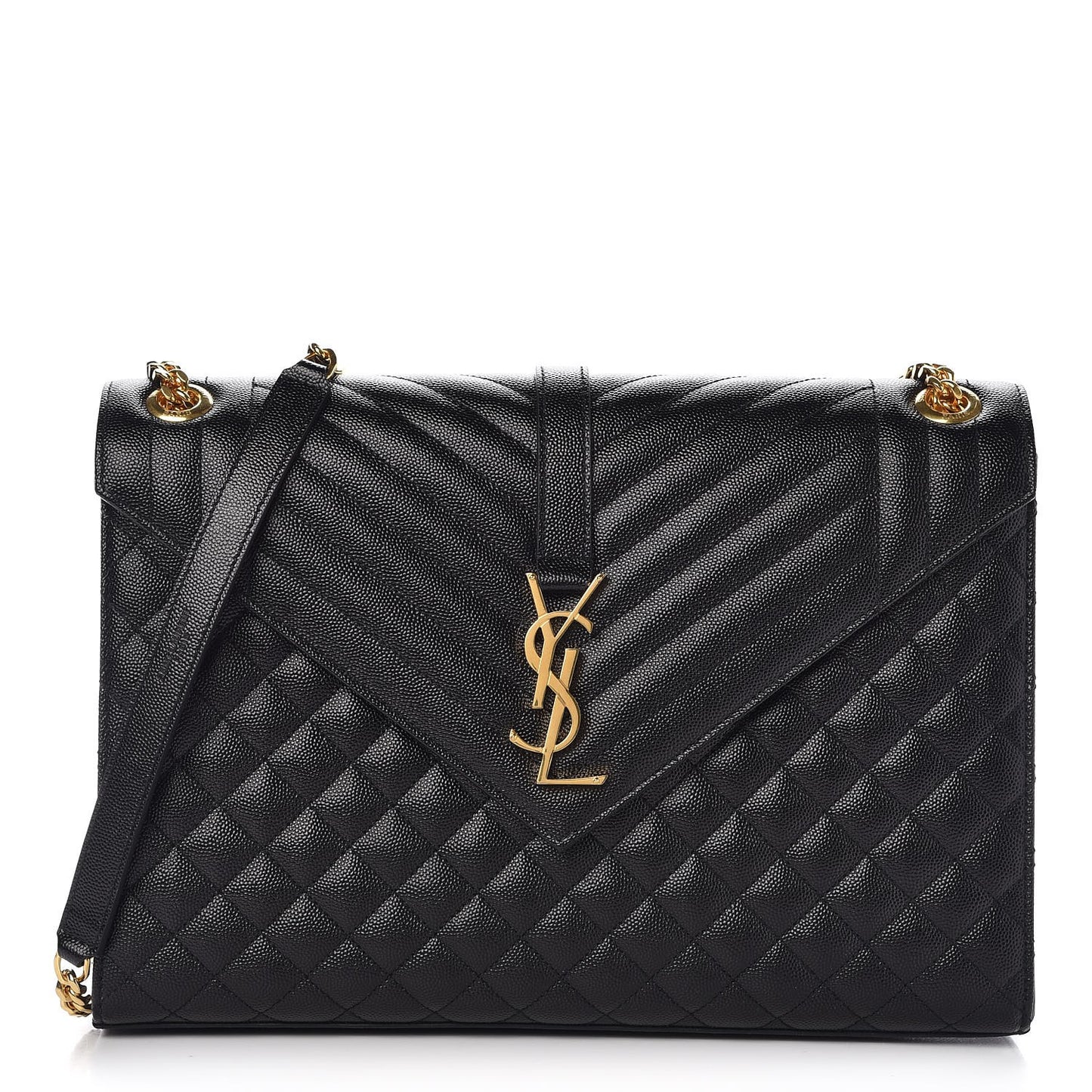 Grain De Poudre Textured Mixed Matelasse Large Triquilt Monogram Satchel Black