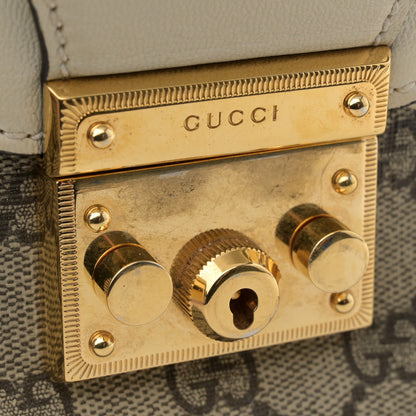 Gucci GG Supreme Monogram Calfskin Small Padlock Messenger Shoulder Bag Beige Mystic White Sun Oil 15 of 15