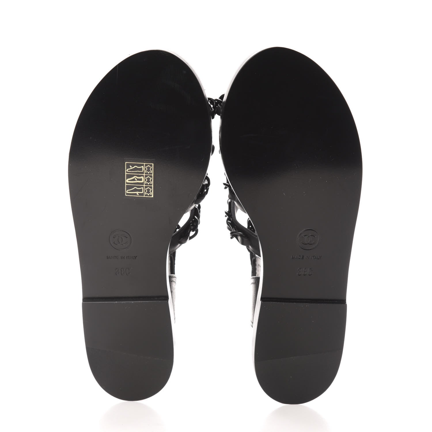 Chanel Calfskin Chain Flat Sandals 38 Black 6 of 9