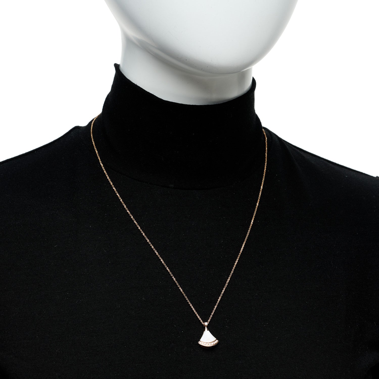 Bulgari 18K Rose Gold Diamond Mother of Pearl Divas' Dream Pave Pendant Necklace 2 of 6
