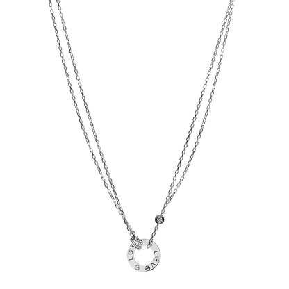 Cartier 18K White Gold 2 Diamond LOVE Necklace 1 of 5
