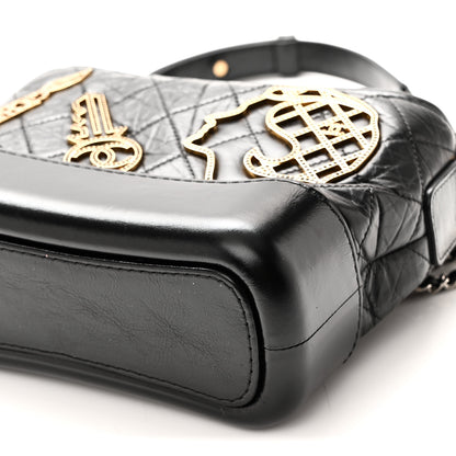 Chanel Aged Calfskin Quilted Charms Small Gabrielle Hobo Black 10 of 10