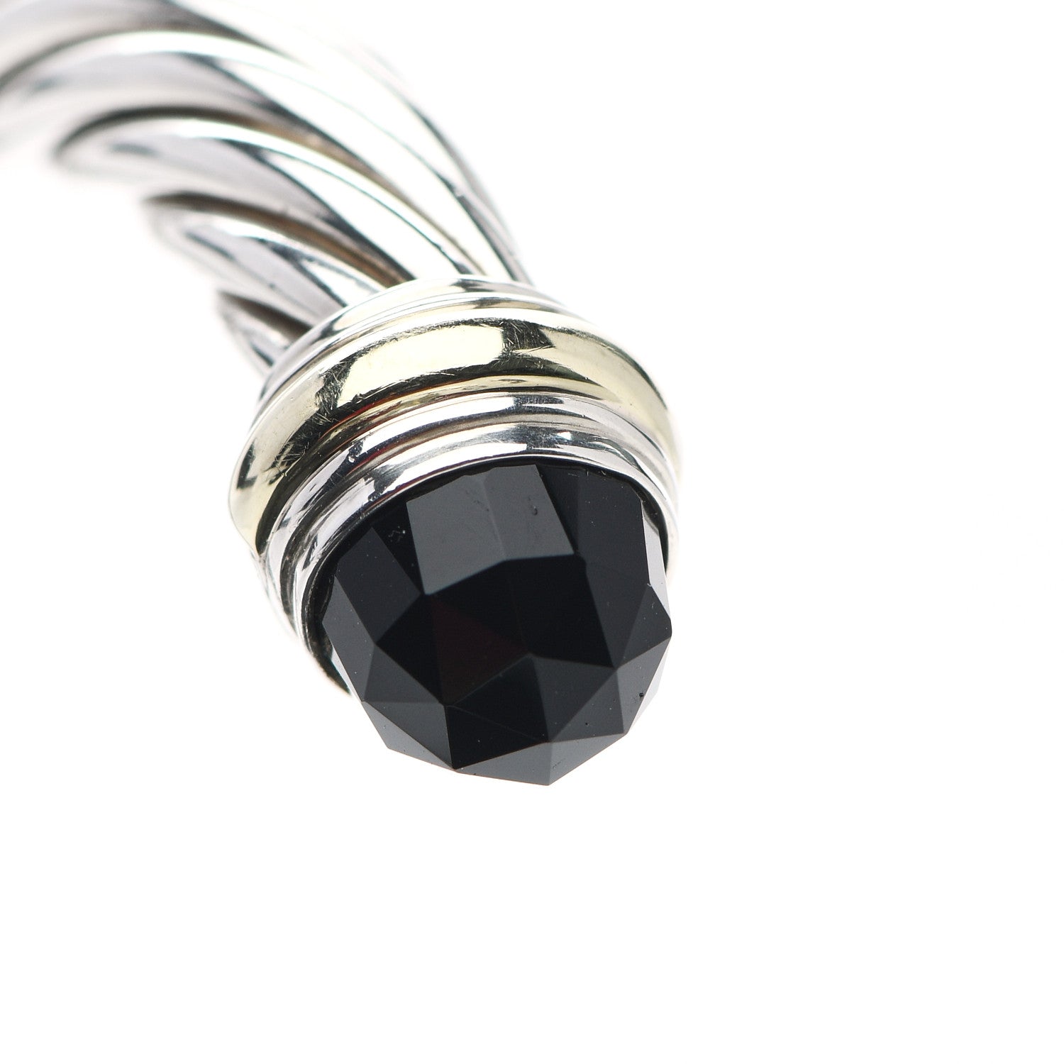David Yurman Sterling Silver 14K Yellow Gold Black Onyx 7mm Cable Classics Bracelet 6 of 7