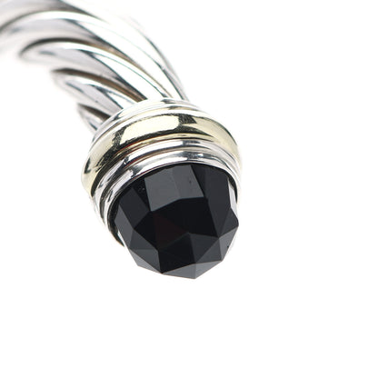 David Yurman Sterling Silver 14K Yellow Gold Black Onyx 7mm Cable Classics Bracelet 6 of 7