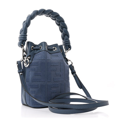 Fendi Canvas Vitello Grace F is Fendi FF Embroidered Mini Mon Tresor Bucket Bag Mirto 3 of 11