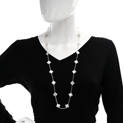 Van Cleef & Arpels 18K White Gold Mother of Pearl 20 Motifs Vintage Alhambra Necklace 2 of 5
