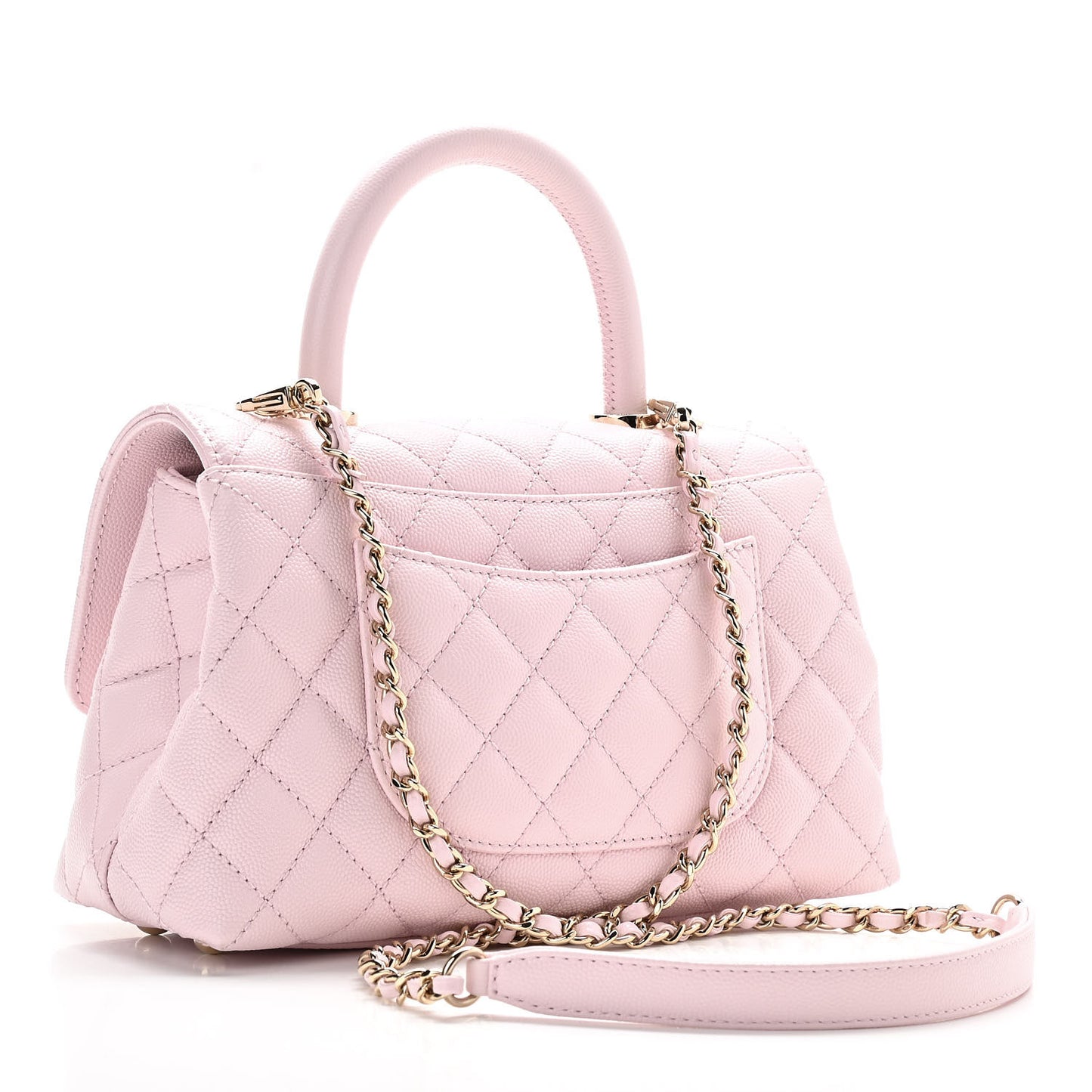 Caviar Quilted Mini Coco Handle Flap Light Pink