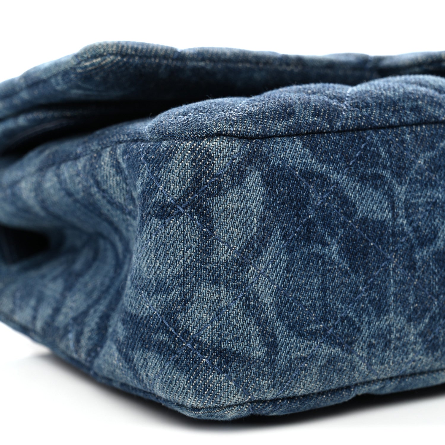 Chanel Denim Quilted Medium Camellia Flap Blue 9 of 11