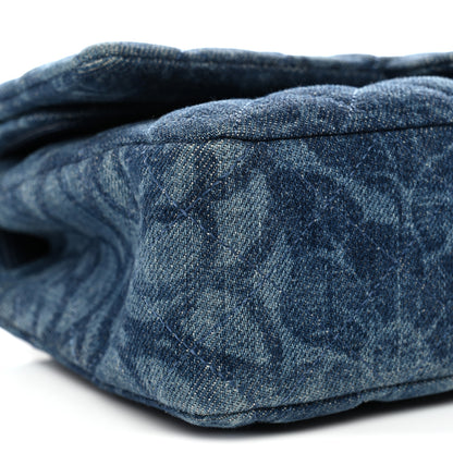 Chanel Denim Quilted Medium Camellia Flap Blue 9 of 11
