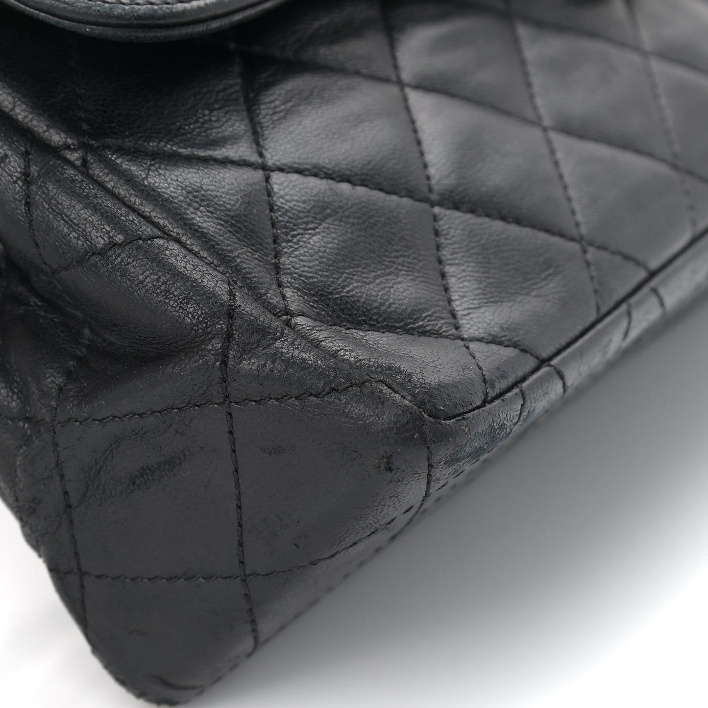 Lambskin Quilted Medium Double Flap Black