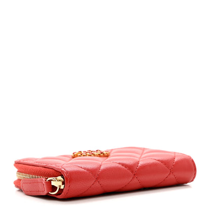 Chanel Lambskin Quilted Chanel 19 Zip Around Coin Purse Wallet Dark Red 4 of 7