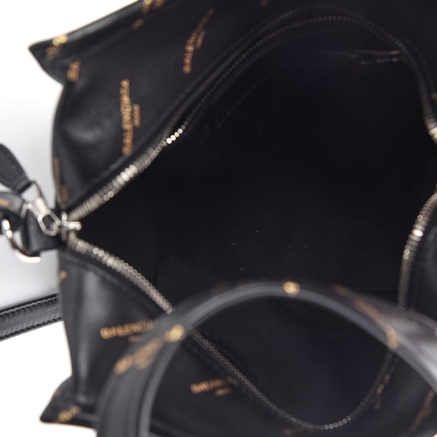 Calfskin Allover Logo XS Bazar Shopper Tote Black Gold