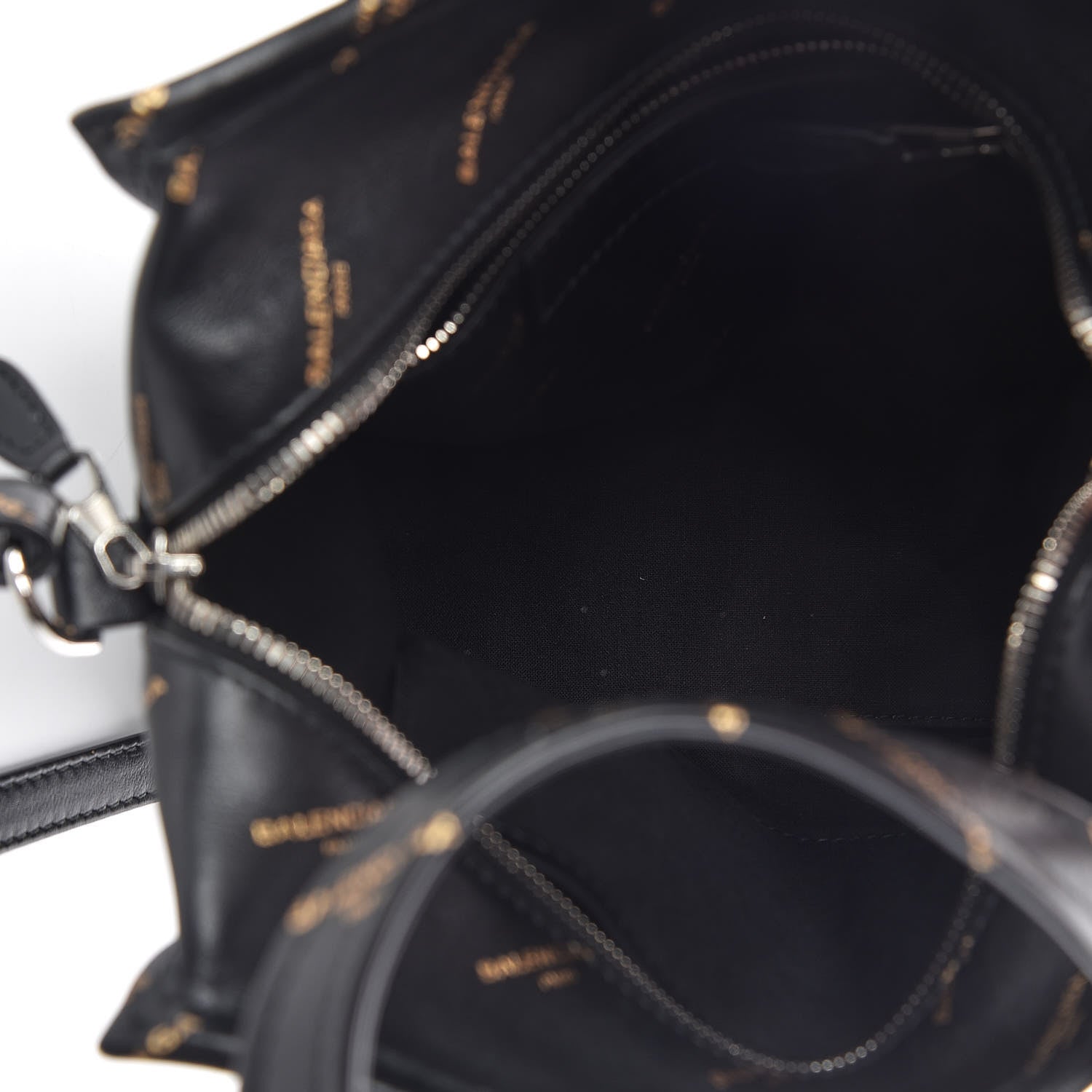 Balenciaga Calfskin Allover Logo XS Bazar Shopper Tote Black Gold 5 of 12