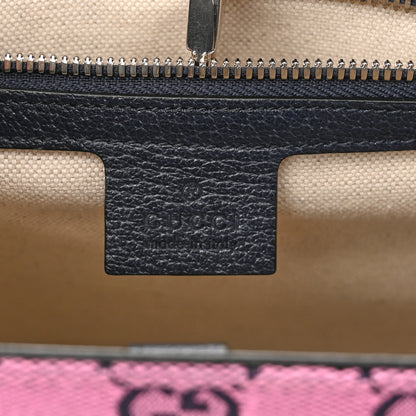 Gucci Monogram Multicolor Textured Dollar Calfskin Small Retro Interlocking G Tote Bag Pink Blue 6 of 10