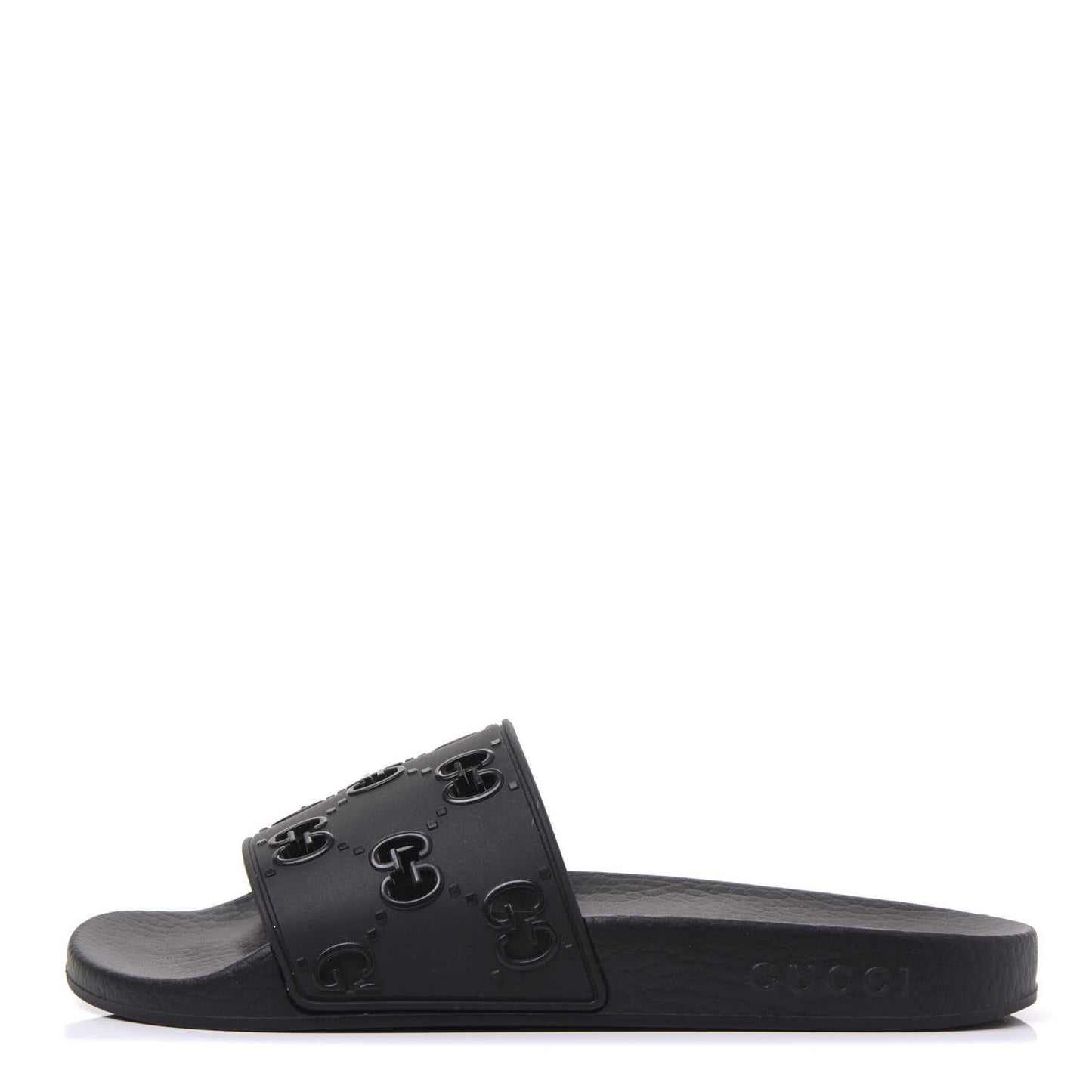 Rubber GG Monogram Perforated Womens Slide Sandals 38 Black