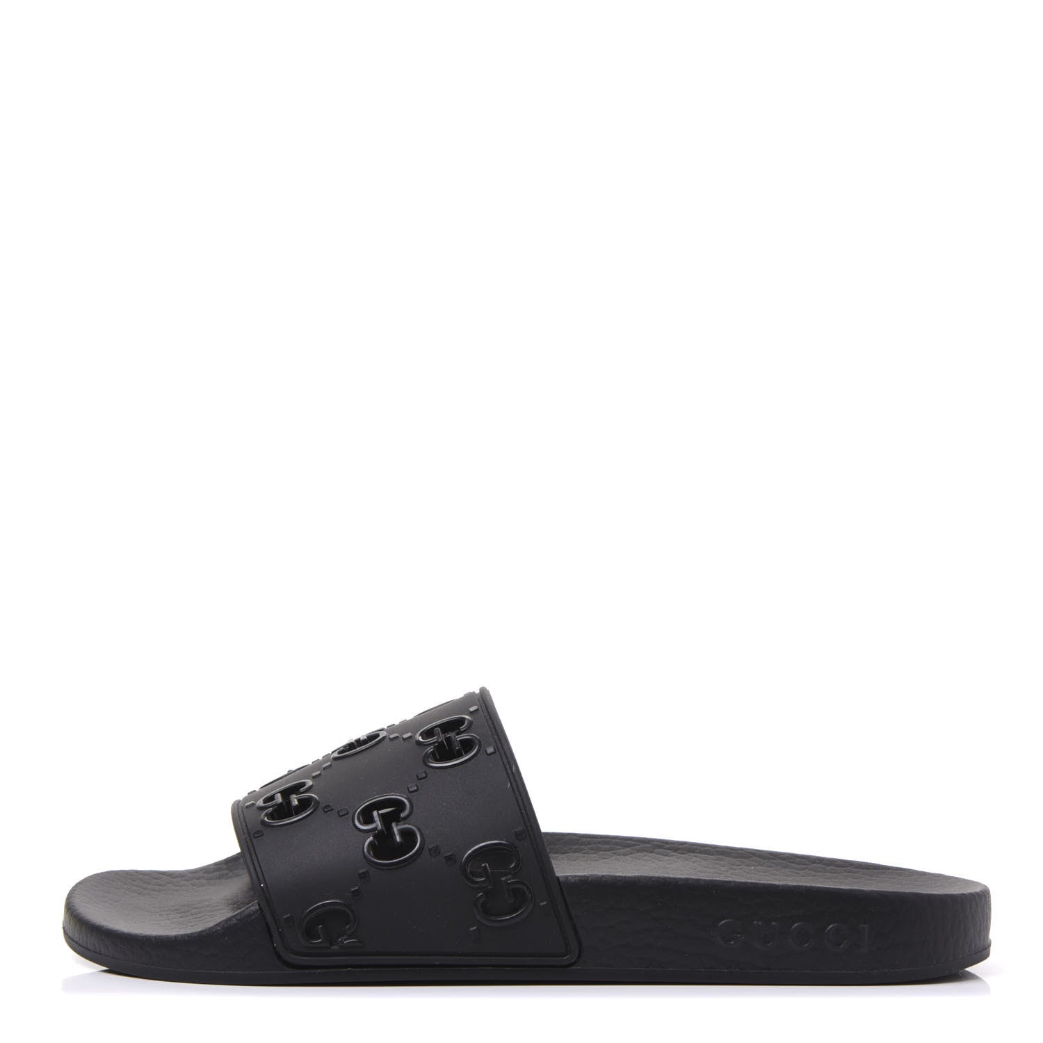 Gucci Rubber GG Monogram Perforated Womens Slide Sandals 38 Black 1 of 7