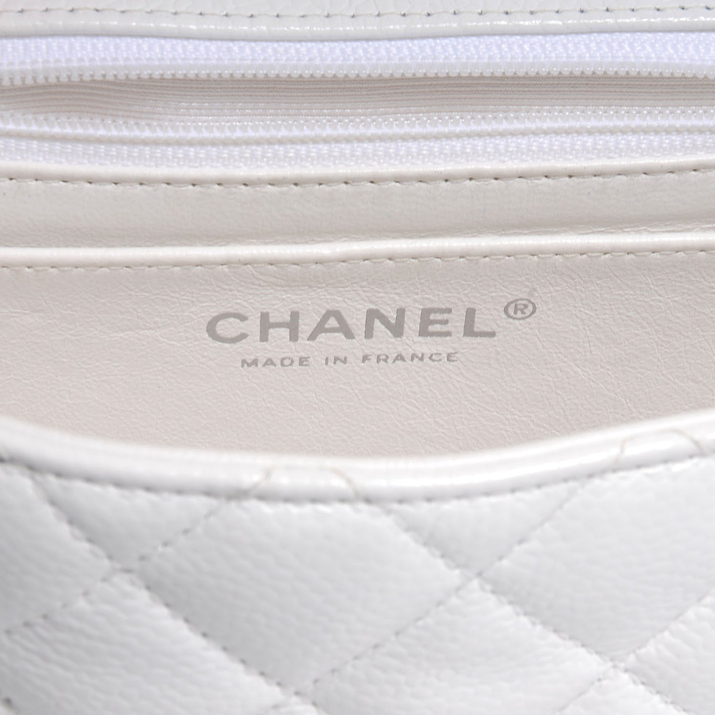 Caviar Quilted Mini Square Flap White