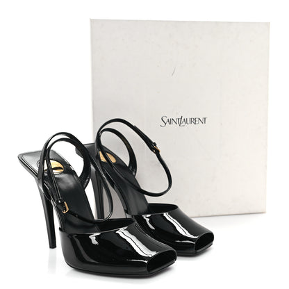 Saint Laurent Patent Calfskin La Scandale 110 Sandals 38.5 Black 9 of 9