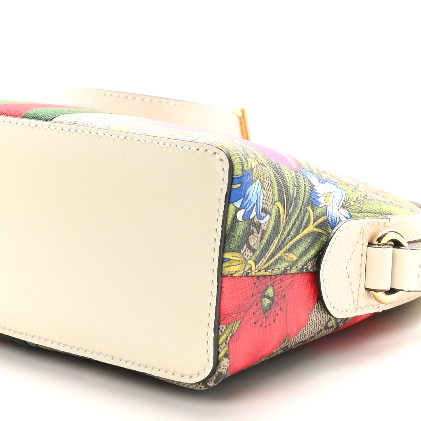 GG Supreme Monogram Flora Web GG Small Ophidia Dome Shoulder Bag White
