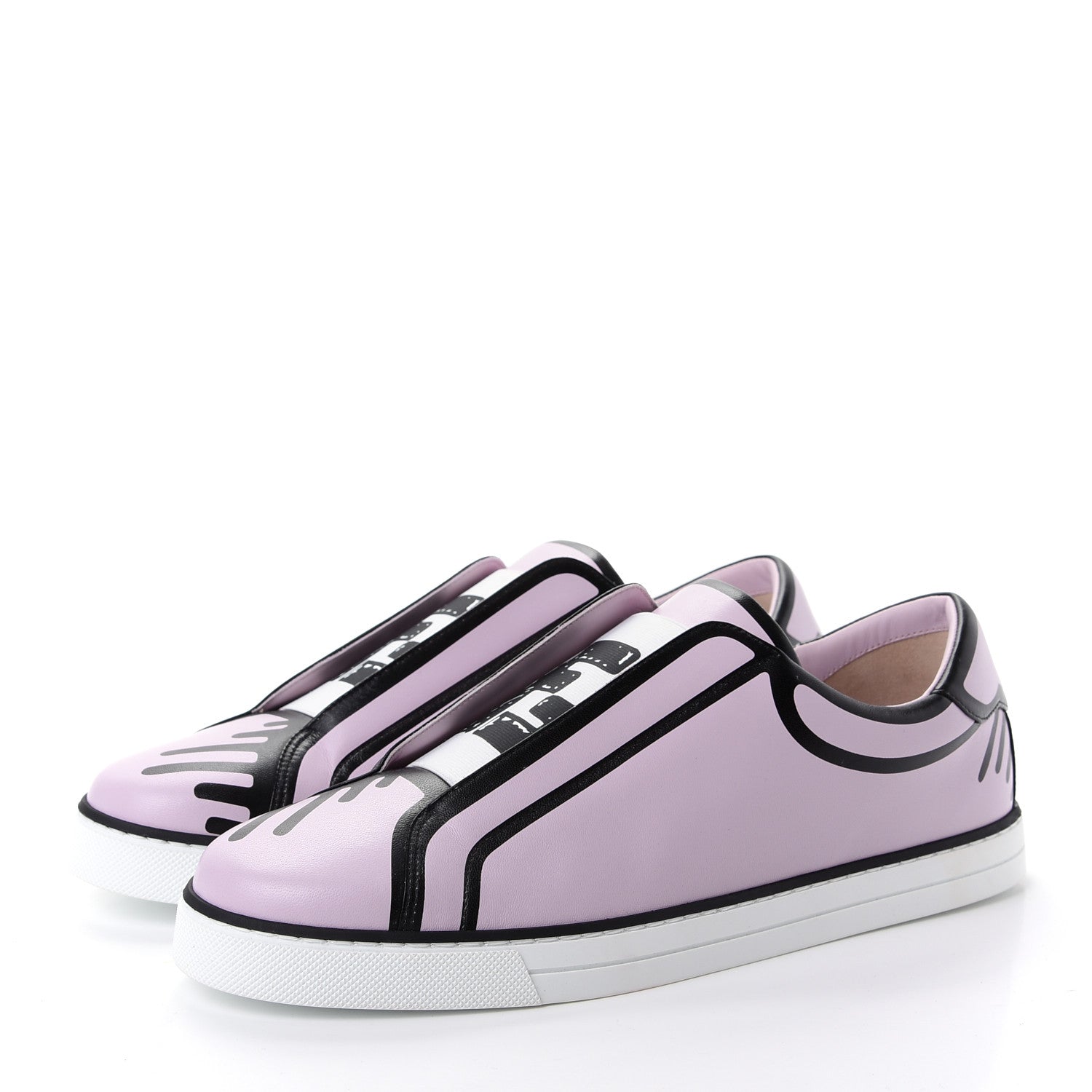 Fendi X JOSHUA VIDES Nappa Rockoclick Slip On Sneakers 41 Pink Xiloph White Black 3 of 10