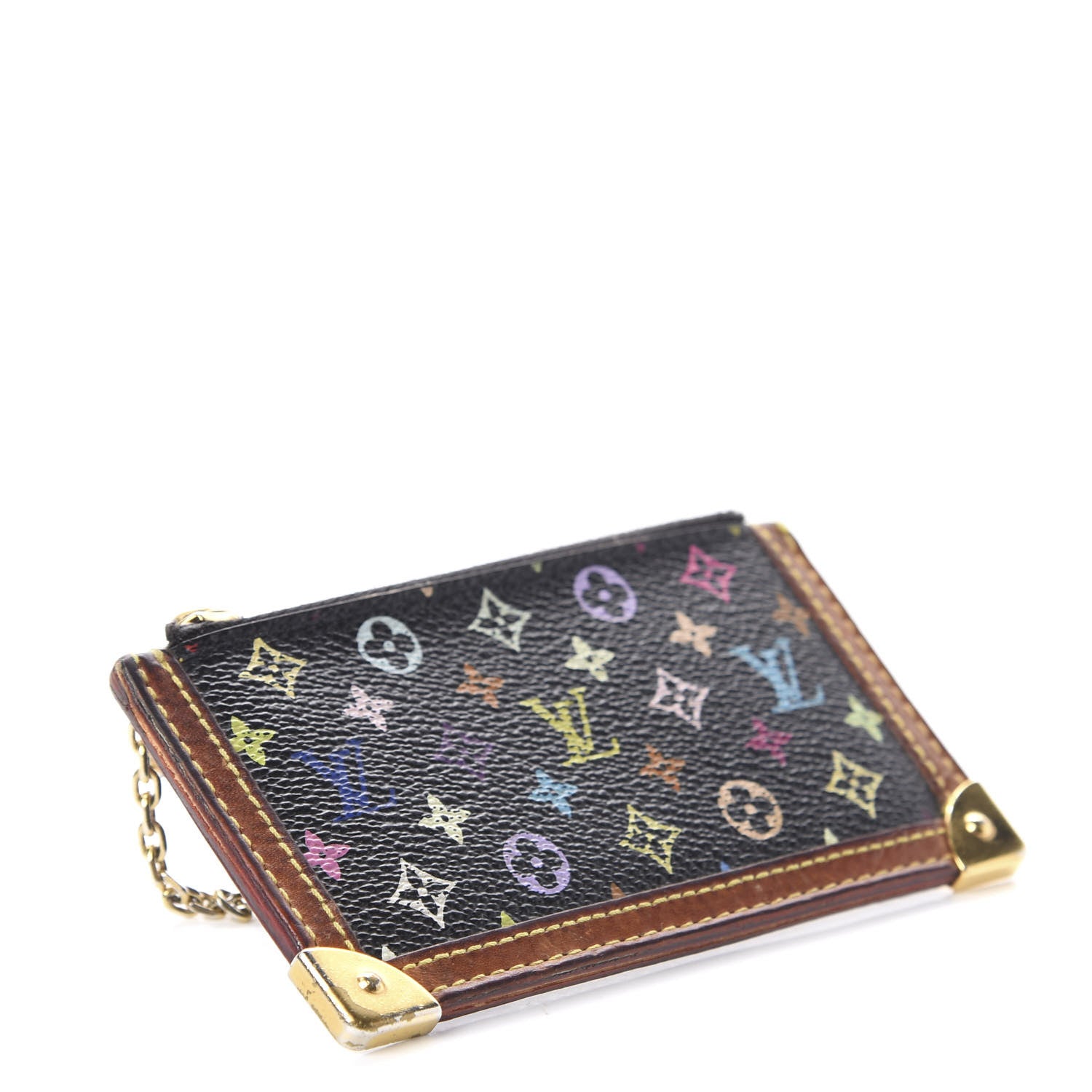 Louis Vuitton Monogram Multicolor Key Pouch Black 3 of 5