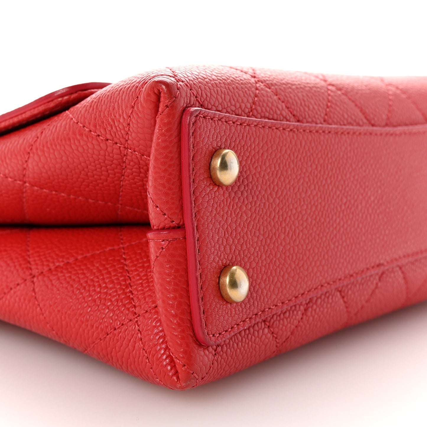 Caviar Diamond Stitched Small Top Handle Flap Red