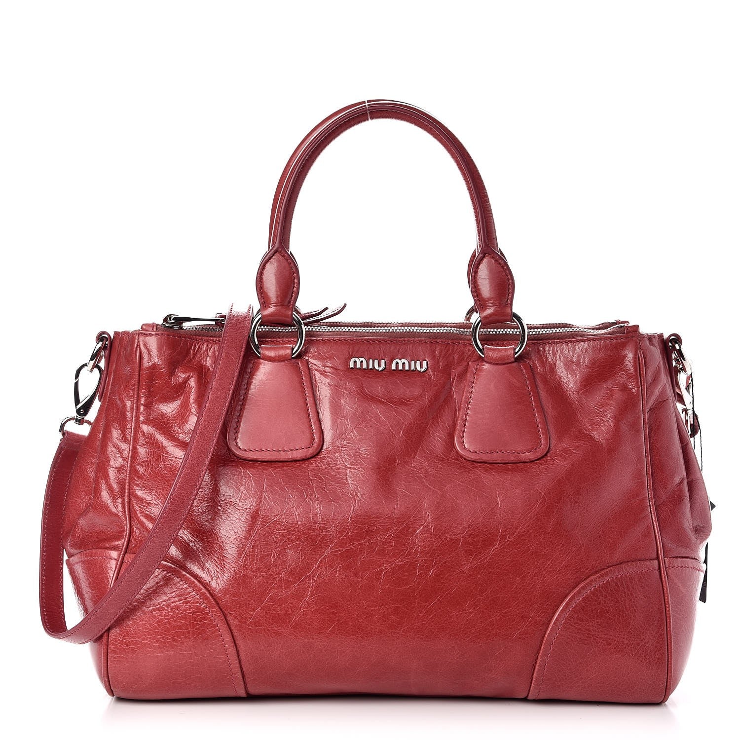 Miu Miu Vitello Shine Top Handle Satchel Bruyere 1 of 9