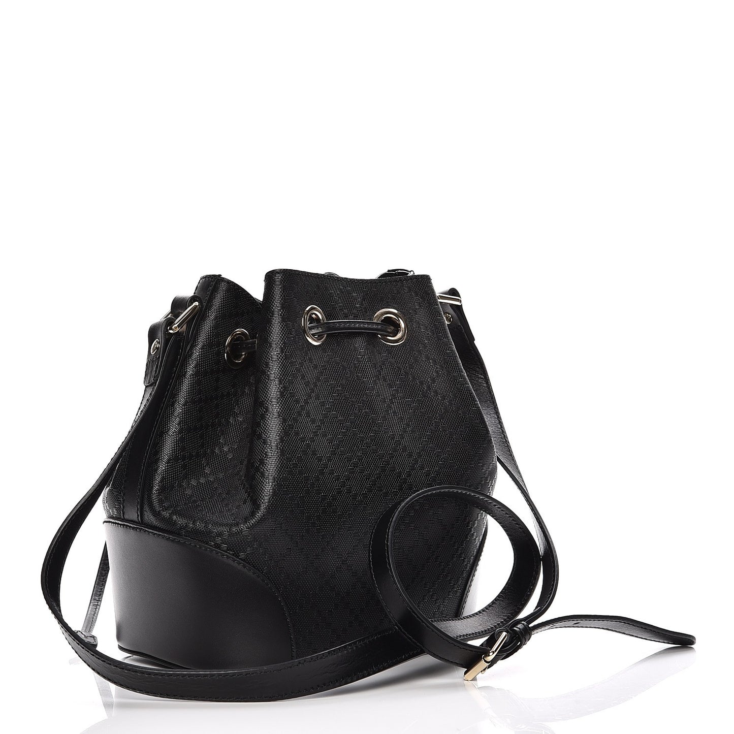 Bright Diamante Small Bucket Bag Black