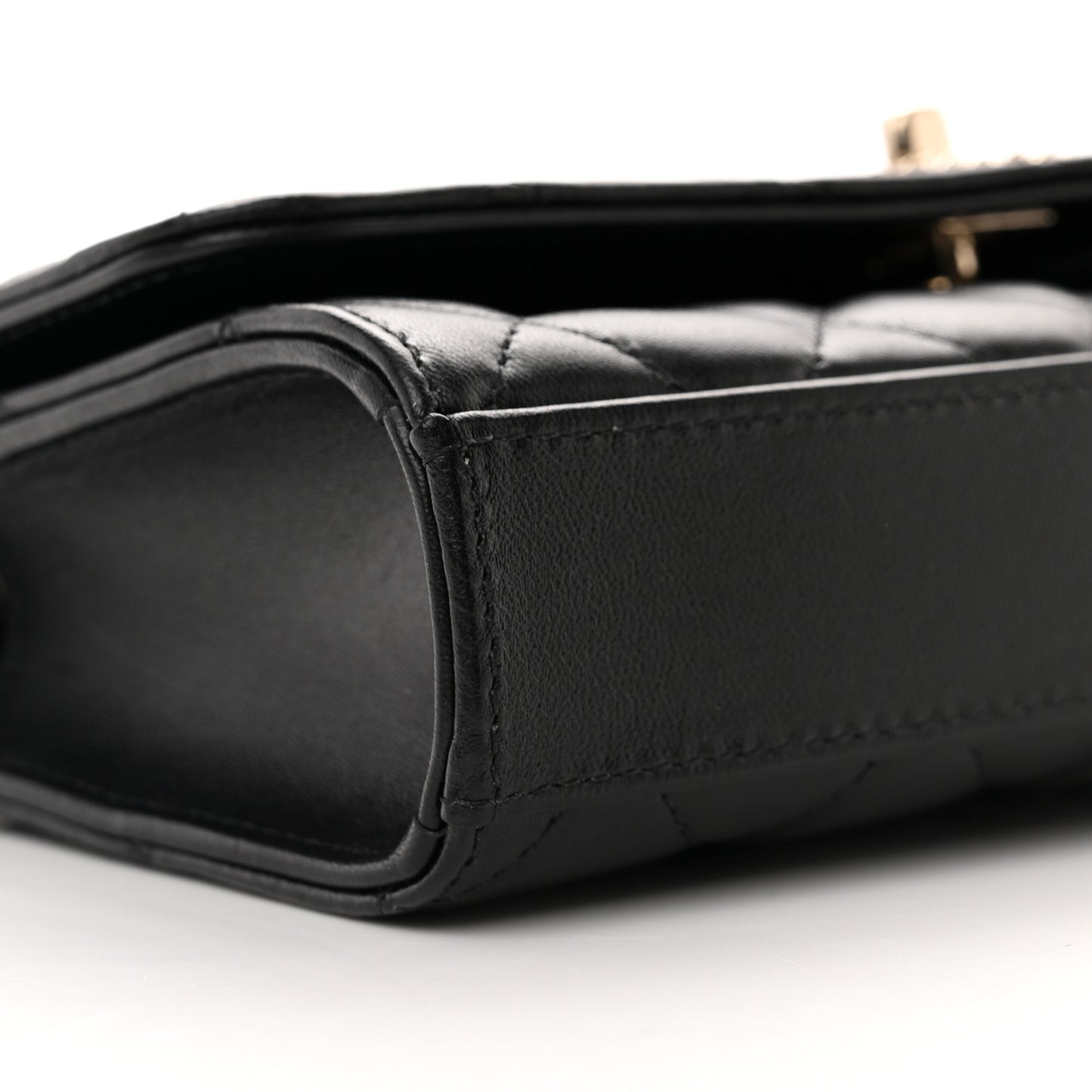 Lambskin Quilted Trendy CC Flap Phone Holder With Chain Black