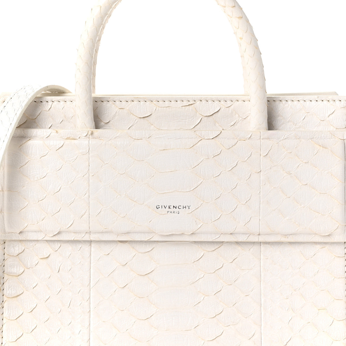 Snakeskin Mini Horizon Satchel White