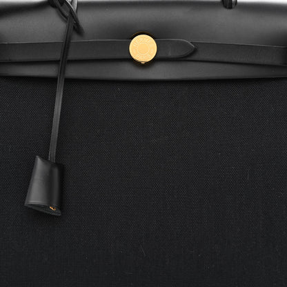 Hermes Military Toile Vache Hunter Herbag Zip PM 31 Black 10 of 13