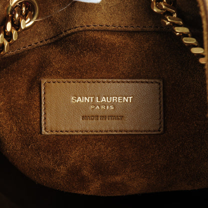 Saint Laurent Suede Calfskin Fringe Baby Emmanuelle Bucket Light Ochre 7 of 7