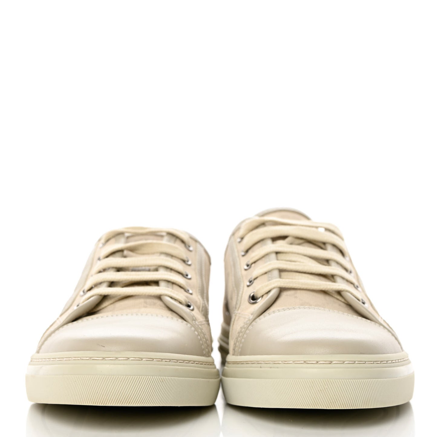 Washed Cotton GG Monogram Calfskin Womens Low Top Sneakers 40 White Mystic White Great White