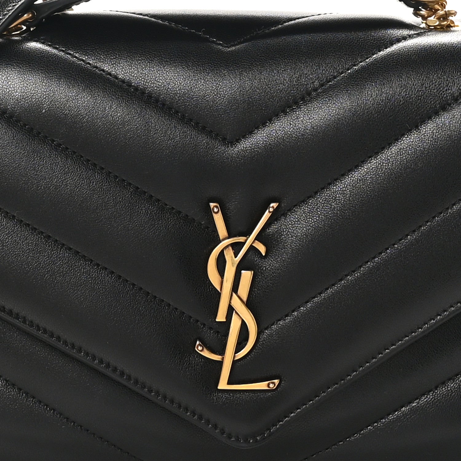Saint Laurent Lambskin Chevron Quilted Medium Loulou Black 9 of 12
