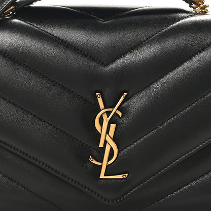 Saint Laurent Lambskin Chevron Quilted Medium Loulou Black 9 of 12