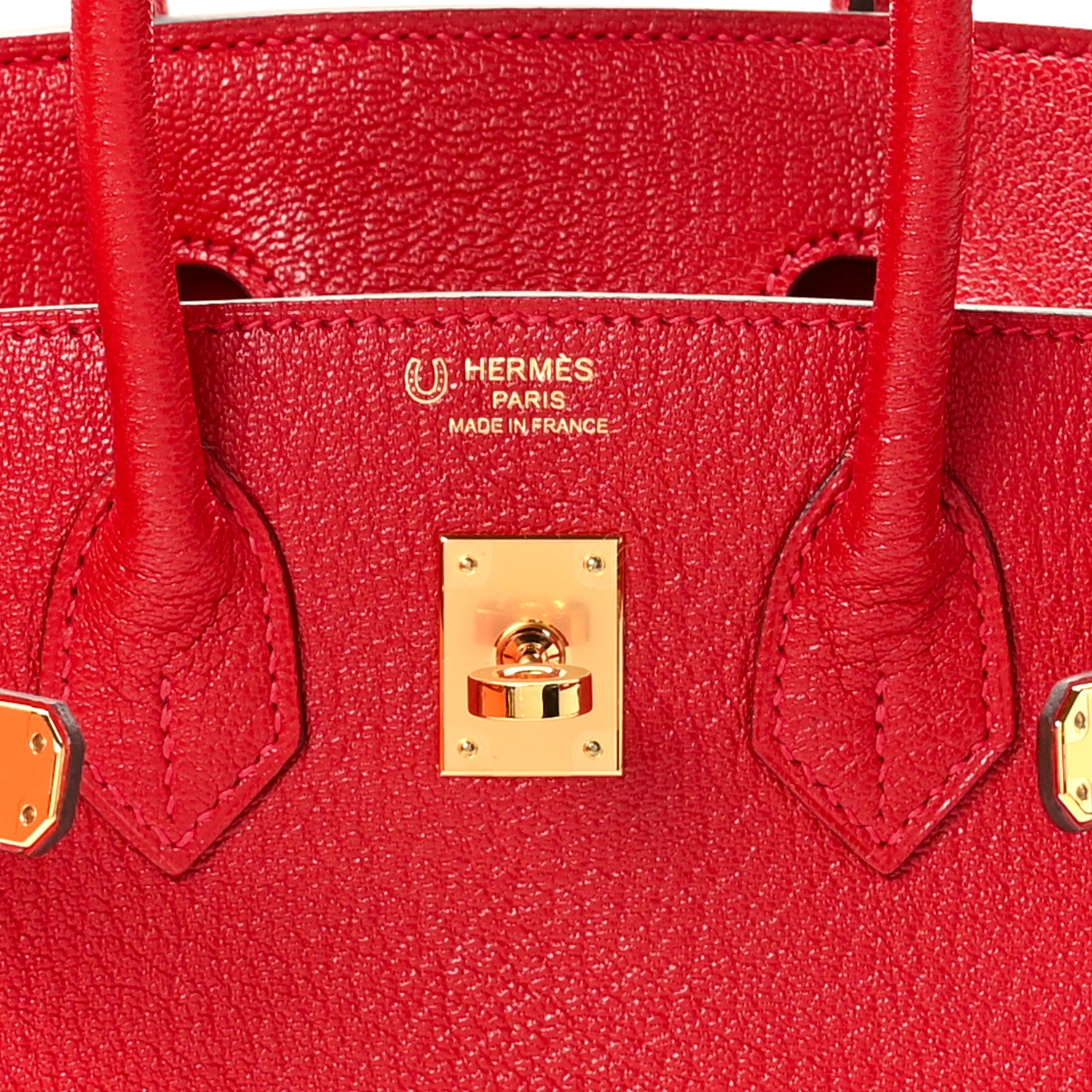 Hermes Chevre Mysore Horseshoe Birkin 25 Rouge Casaque Capucine 8 of 12