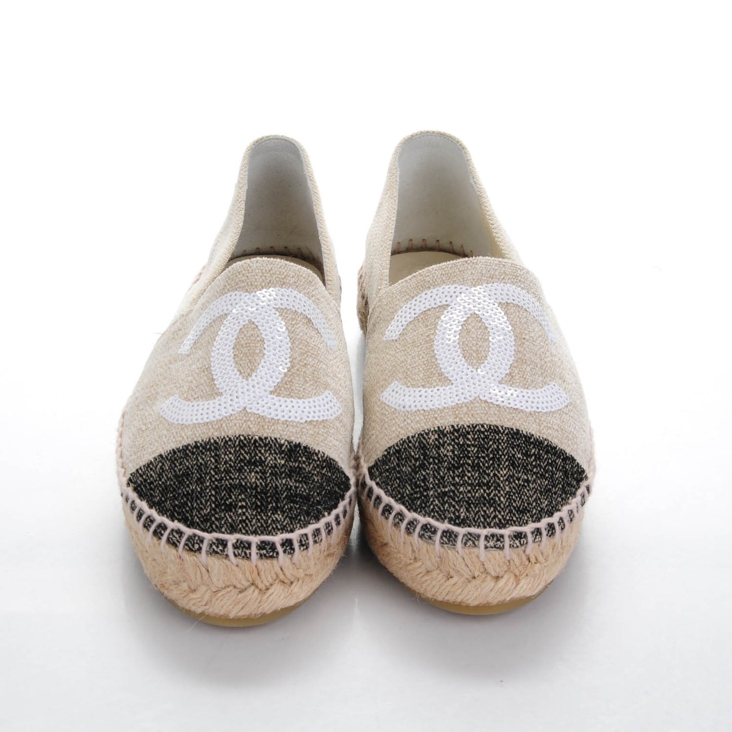 Toile Sequin CC Espadrilles 36 Beige Black