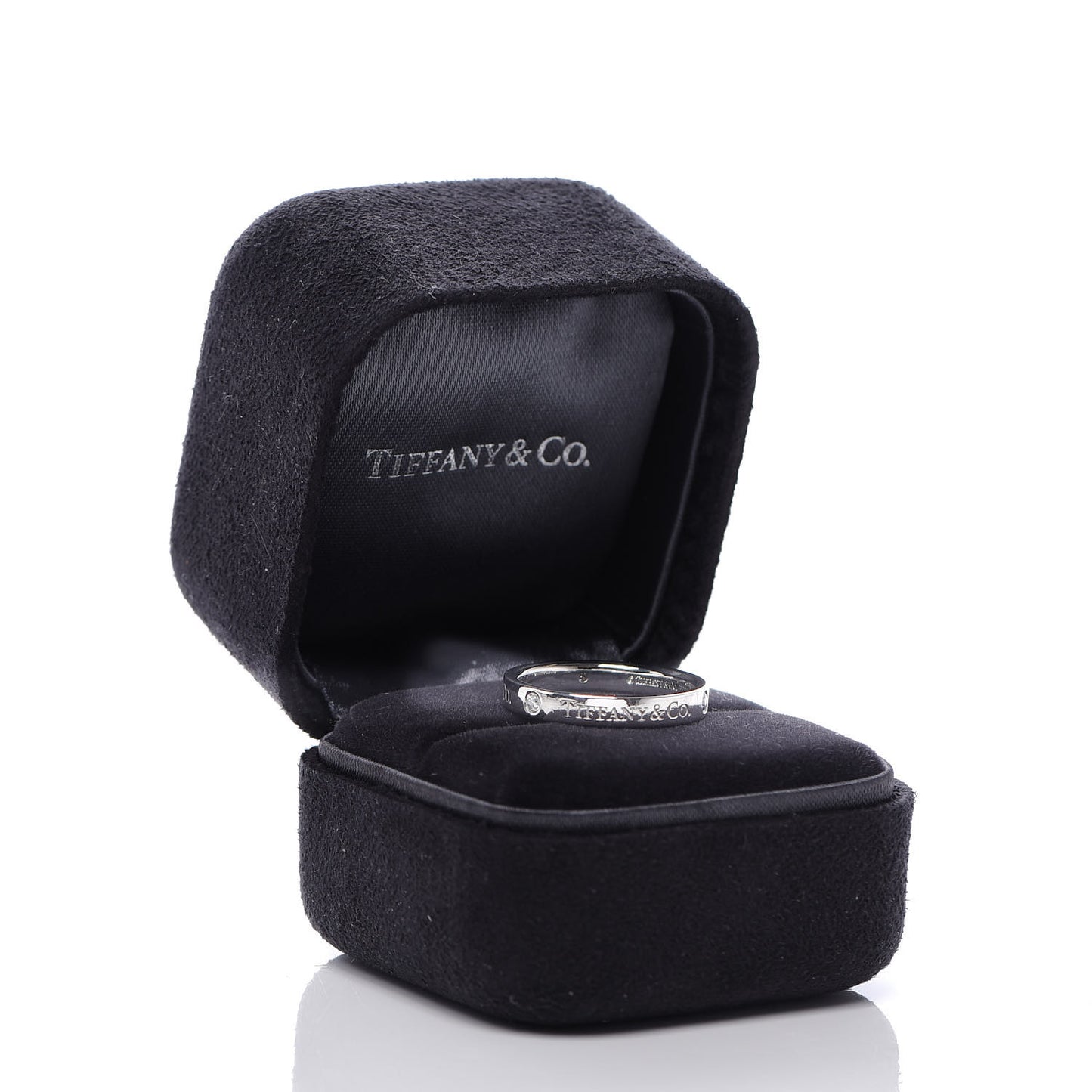 Platinum Diamond Logo Band Ring 54 6.5